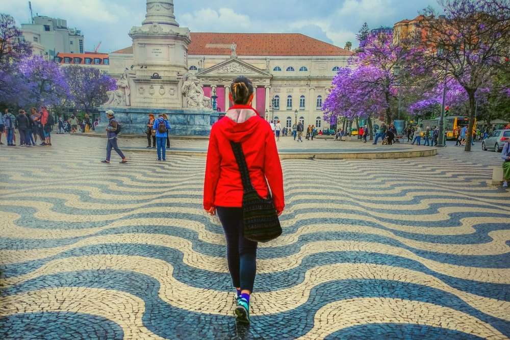 Rossio Square at downtown (Baixa) is the heart of Lisbon, Portugal